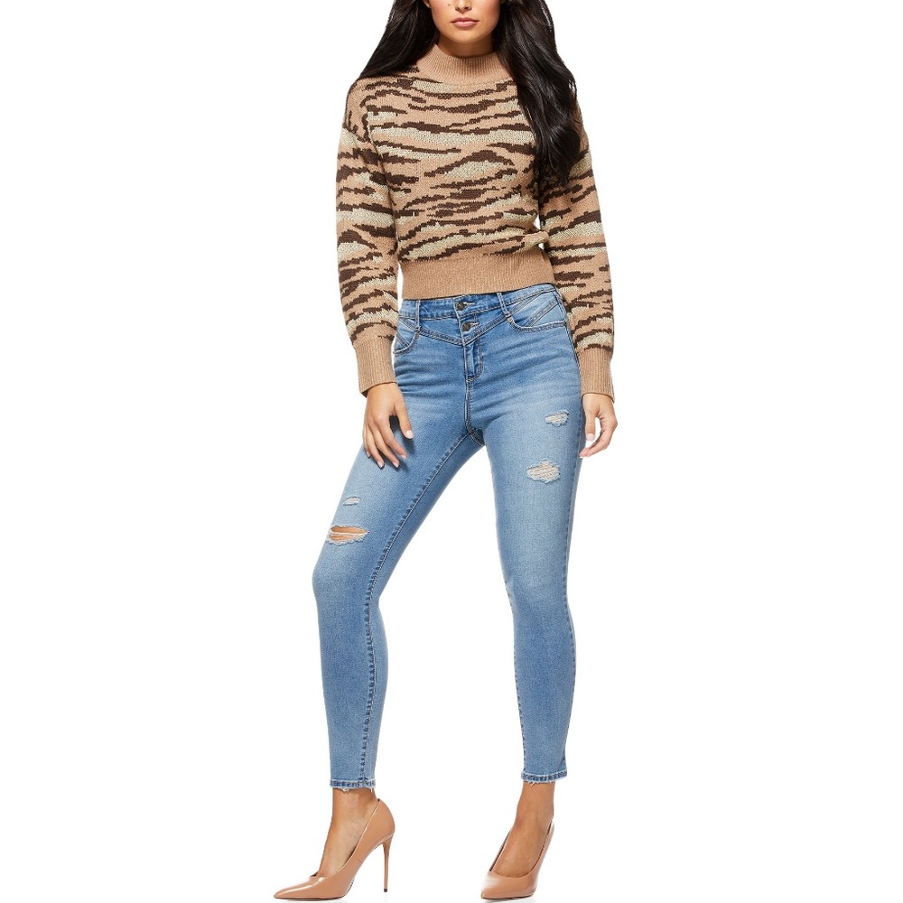 Sofia Jeans Tiger Stripe Mock Neck Sweater Tank